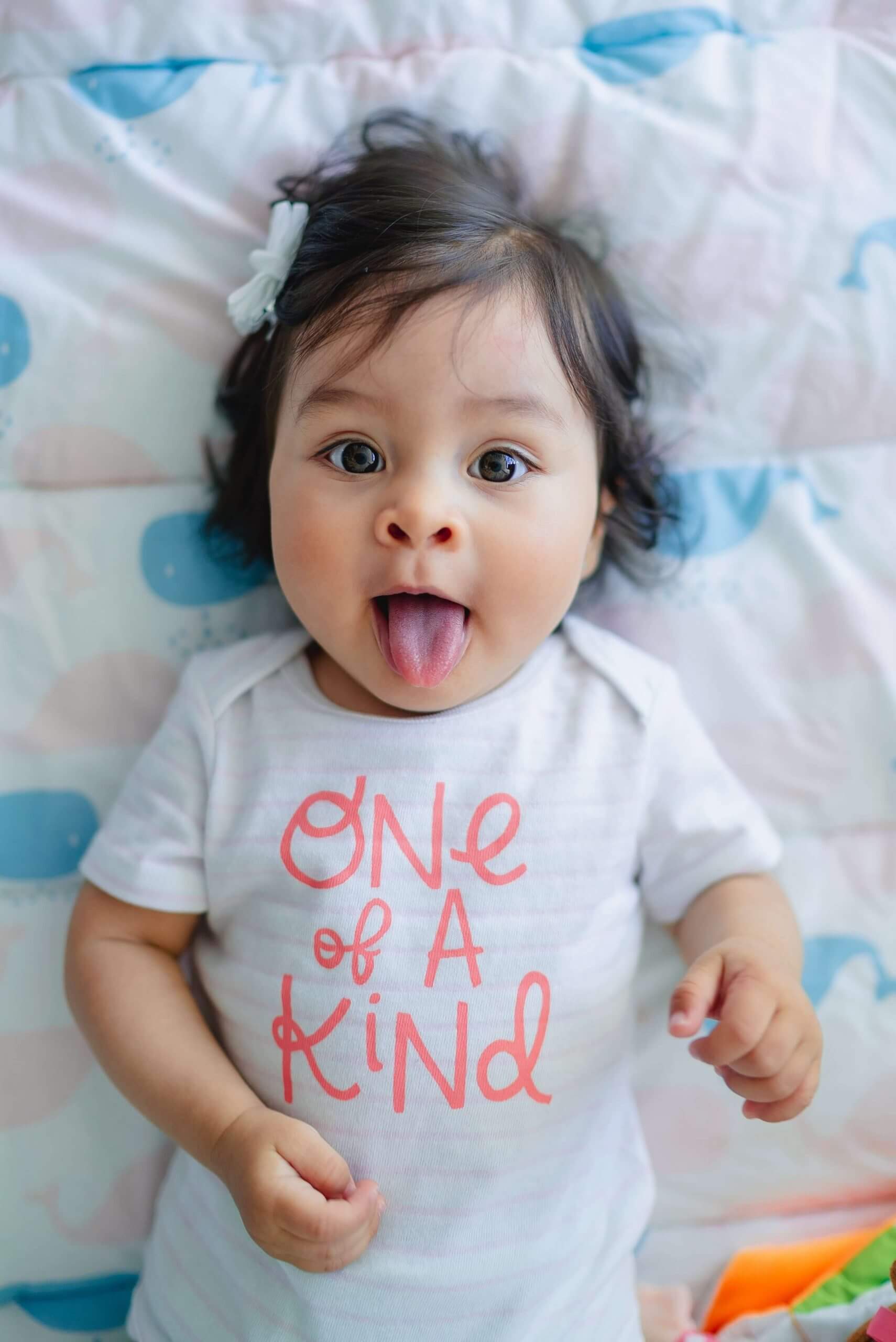Baby with one of a kind T-shirt